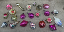 Old Vintage Glass Soviet USSR Christmas Ornament Decoration Set 22 pcs