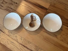 Mud Pie Triple Bowl Mango Wood Tray And Spoon E3 Circa House 20 x 6.5 Farmhouse