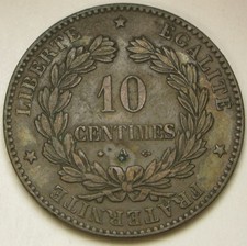 FRANCIA 10 Centimes 1873 A - Bronzo - XF - 3789*