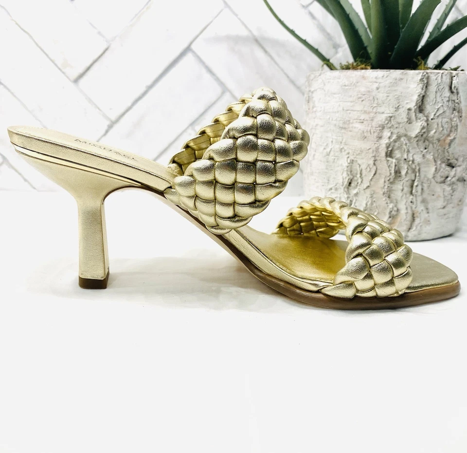 "Tacones Michael Kors trenzados dorados/platino de 3"" | talla 8" Foto 4 de 4