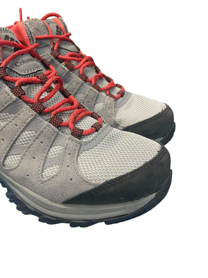 Columbia Women Redmond III Mid Waterproof Hiking Shoe Steam/Red Coral Size 10 - Image 4 of 4