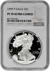 1999 P S$1 Proof Silver American Eagle Dollar NGC Graded PF 70 Ultra Cameo