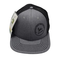 John Deere Grey Black Trucker Hat Vintage Patch Mesh Back NWT