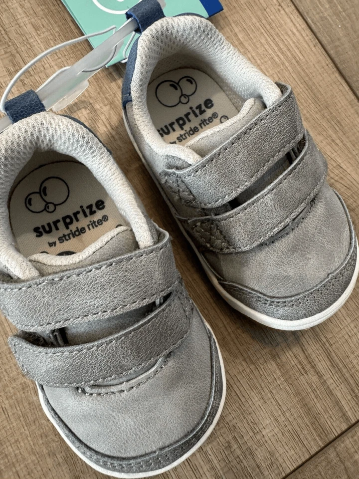 Surprize Stride Rite Bebé Niño Gris Persecución Tenis Zapatos talla 3 Foto 2 de 4