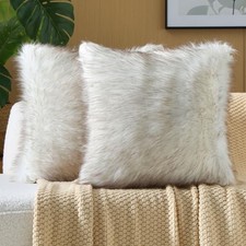 Decorative Throw Pillow Covers 18x18 Inch 18" x 18" Pack of 2 Coffee White