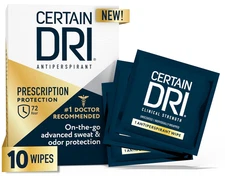 Certain Dri Antiperspirant Wipes for Excessive Sweating & Hyperhidrosis 