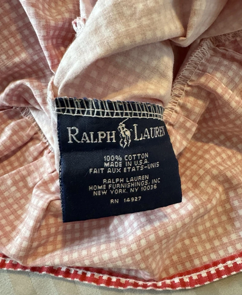 Ralph Lauren King Rojo Guinga Wendy Cuadros Volantes 2 Fundas de Almohada De Colección Granja Foto 4 de 4