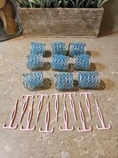 Lot of 9 Vintage 1950s Wire Hair Brush Rollers MESH CURLERS Rare Color T Pins