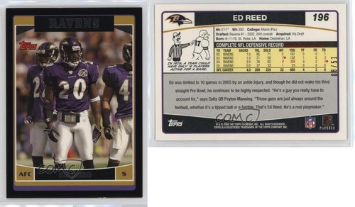 2006 Topps - Ed Reed #196 Black /51 for sale online | eBay