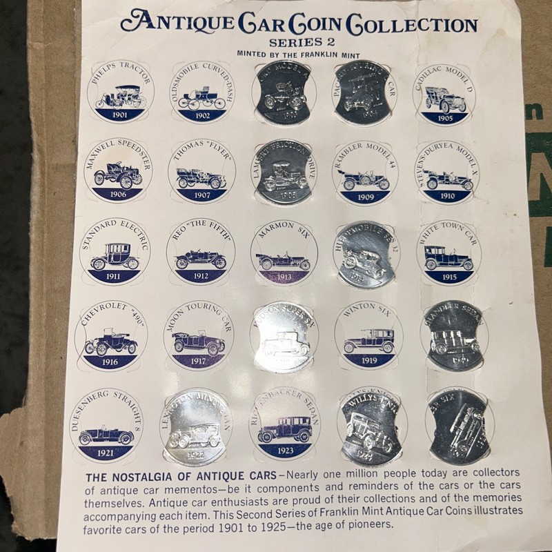 Franklin Mint +Shell Gas Station Antique Car Coin Collections 9 coins USA States