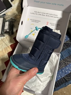 New Ten Little Shoes Snow Boots Wide Toebox Navy Blue Kid Toddler Sz 6