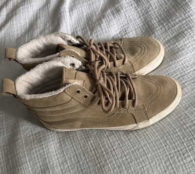 VANS Men's Beige Suede High Top Lace-Up Athletic Sneakers Solid Casual