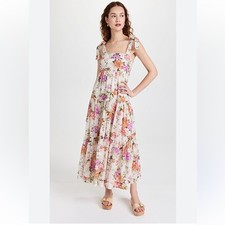 NWOT Zimmermann Cream Midi dress with Pink & Orange Floral Print