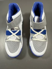 AND1 Youth Size 4 White Blue Basketball Shoes Mid Top Strap