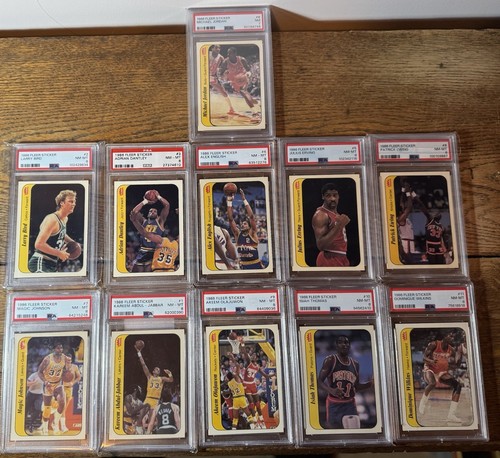1986-87 Fleer Basketball Sticker Set Complete 1-11 PSA Graded With Jordan ๐ - Picture 1 of 4