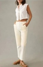 Anthropologie Pilcro Surplus High Rise Pants Ivory Jeans Sz 32T NWT D240101