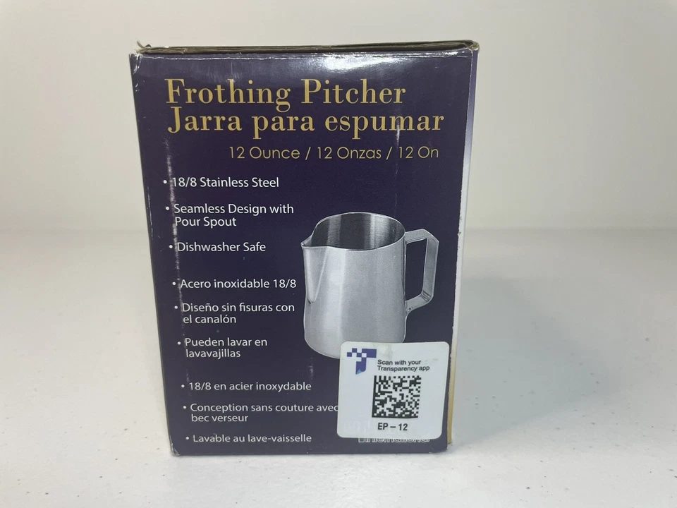 Jarra vaporera leche espumada acero inoxidable 12 OZ por Update International Foto 3 de 4