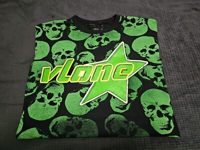 VLONE Crypt Skulls StreetWear Rap/Hip-Hop Black & Green S/S TShirt SZ 2XL: USA