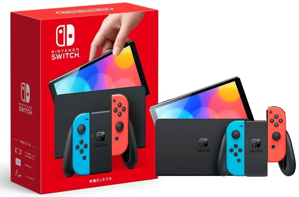 Новый переключатель Nintendo OLED 64 ГБ неоновый красный синий Joy-Con 2021 новейший + БЫСТРАЯ ДОСТАВКА⭐