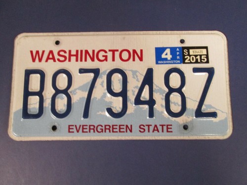 2015 Washington State License Plate. Evergreen State.  # B87948Z - Picture 1 of 3