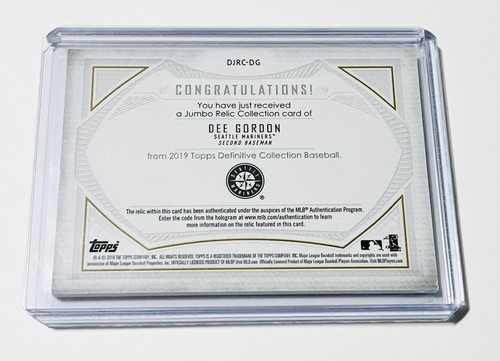 2019 Topps Definitive Dee Gordon Green Game Used Patch #14/15 Mariners - Picture 2 of 2