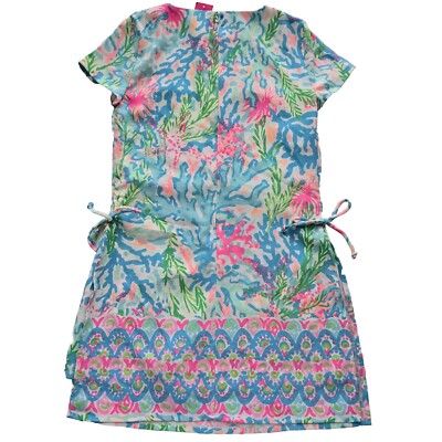 lilly pulitzer dress with shorts Lilly Pulitzer Women's Blanca Stretch Romper (Multi Coral Bay Engineered Romper) (Size 00)