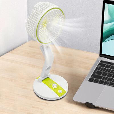 USB Fan Table Fan Strong Cooler Wind Desk Fan Folding Solar Charging w/LED 