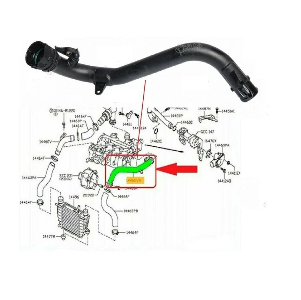 Intercooler Pipe Turbo Hose For Nissan Juke Nv 200 Cube 1.5 Dci 144601Fe0C - Image 4 of 4