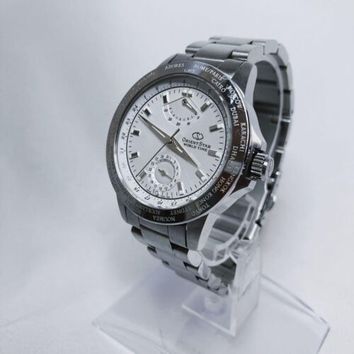 ORIENT STAR World Time Automatic Men Watch GMT Skeleton Back FA00-CA White JAPAN