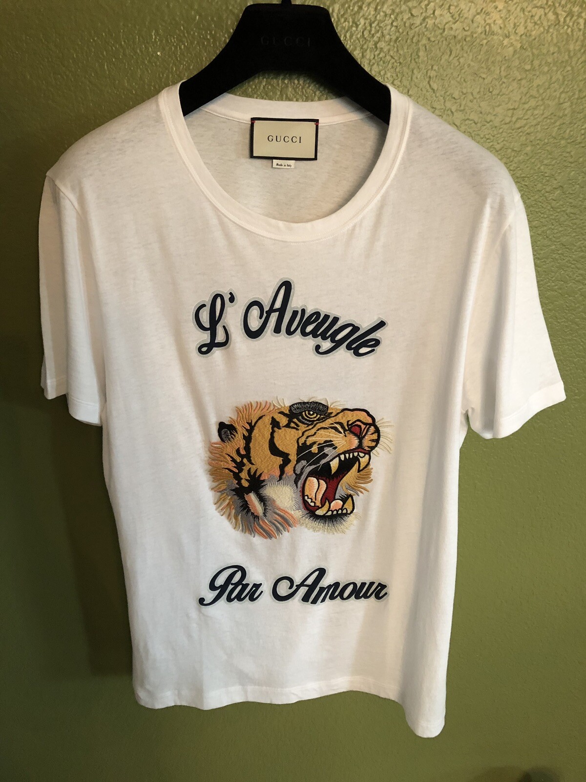 100% Authentic GUCCI White Tiger Patch Cotton Jer… - image 2