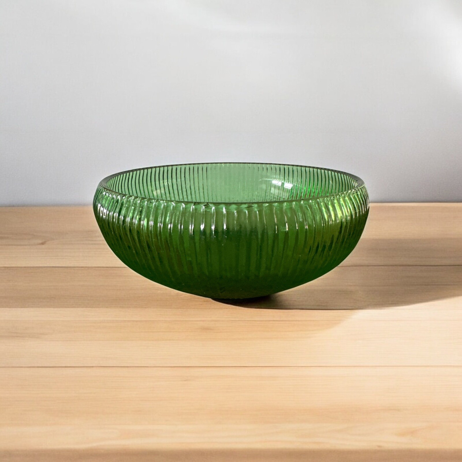VTG E.O Brody Co Emerald Green Ribbed Glass Bowl 6.5 Inch Cleveland OH USA