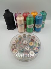 Embroidery Thread LOT 8 Spools And 21 Thread Container NEW/USED