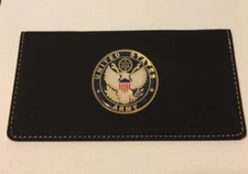 ARMY USA  BLACK Leatherette Checkbook Cover FAUX LEATHER FREE SHIPPING