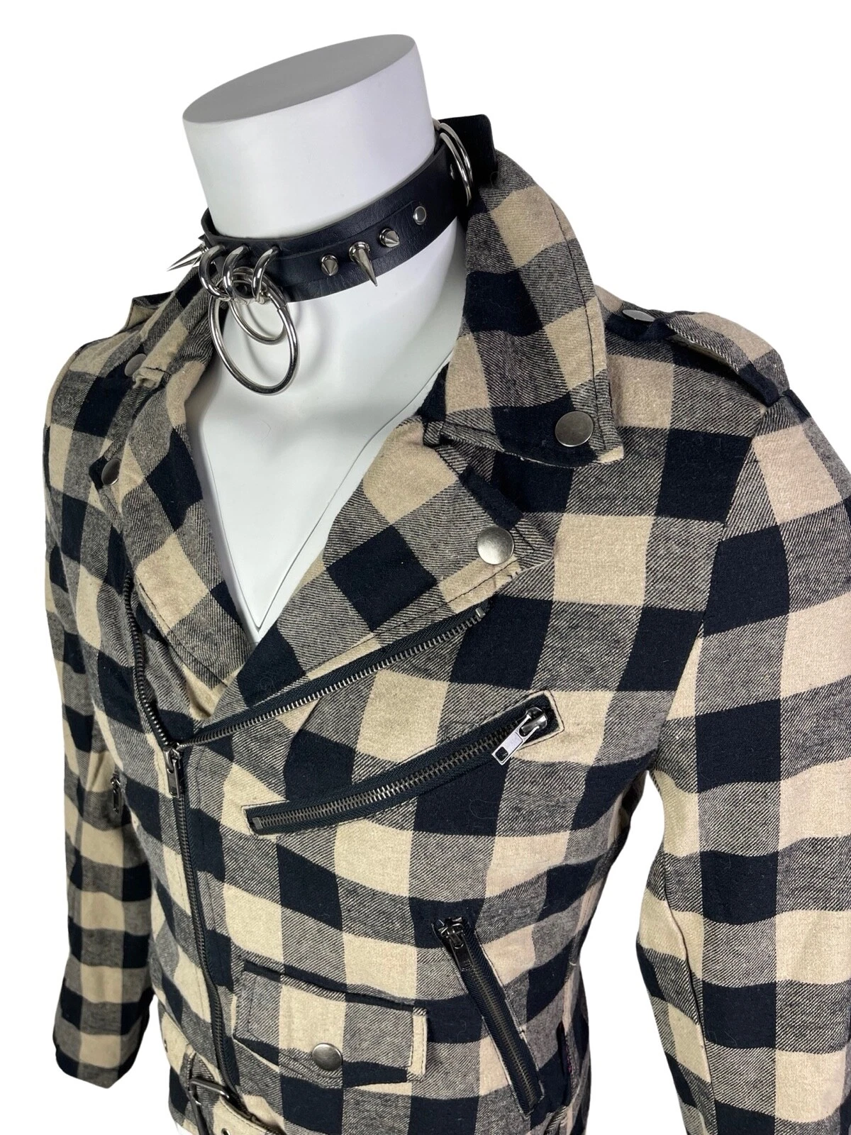 TRIPP FLANNEL GRUNGE ROCKABILLY MOTORCYCLE EMO ROCK MOTO BIKER PUNK COAT JACKET - product detail image 10