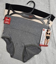 Skinny Girl 3 Shaping Seamless Briefs S Double Layer Tones Tummy Black Gray Asst