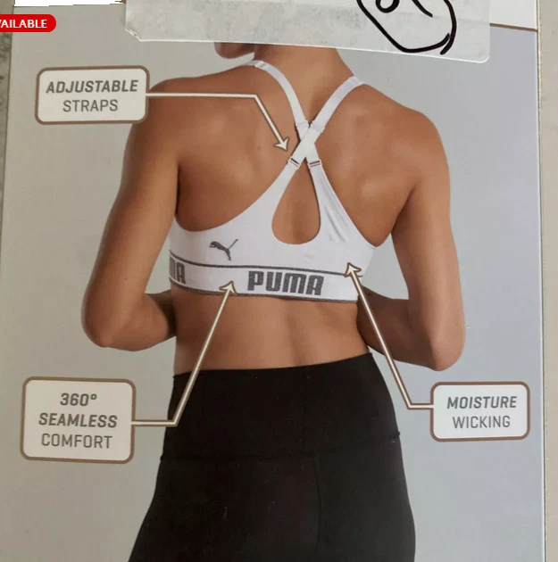 Sujetadores deportivos Puma para mujer de impacto medio 3pk (1-negro/2-gris jaspeado, grandes) nuevos sin caja Foto 3 de 4