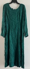 Vintage Sarah Elizabeth Grandma dress embroidered Beaded Green Round Neck Sz 14