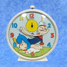 1960s POPEYE ANIMATED ALARM CLOCK by Smiths RARE Nice!