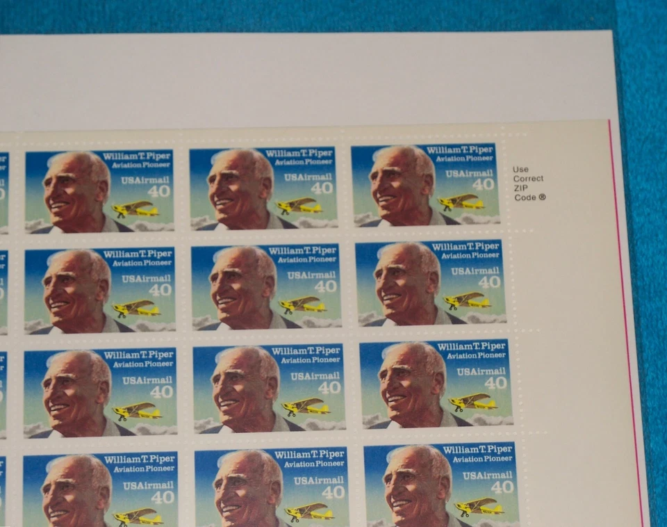 US 1993 Airmail - Sheet of 50 Redrawn Piper Hair at top - Sc C132, Unused MNH - Image 3 of 3