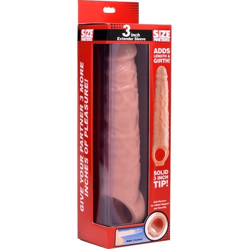 Size Matters Penis Extender Sleeve, 3"/8cm, Flesh - Picture 2 of 6