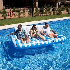 Zone Tech Inflatable Pool Float - 3 Person Pool Float Lounger Chair with Handles