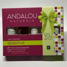 Andalou Naturals Get Started Sensitive Skin Care Essentials 5 Piece Kit Pink