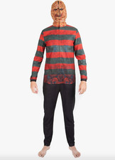 Freddy Krueger Nightmare On Elm St Costume One-Piece Zip-Up Adult Glove Hand New