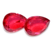 11.68 Cts Ruby Color Doublet Pear Cut Pair 14x10 mm Lustrous Red Loose Gemstones