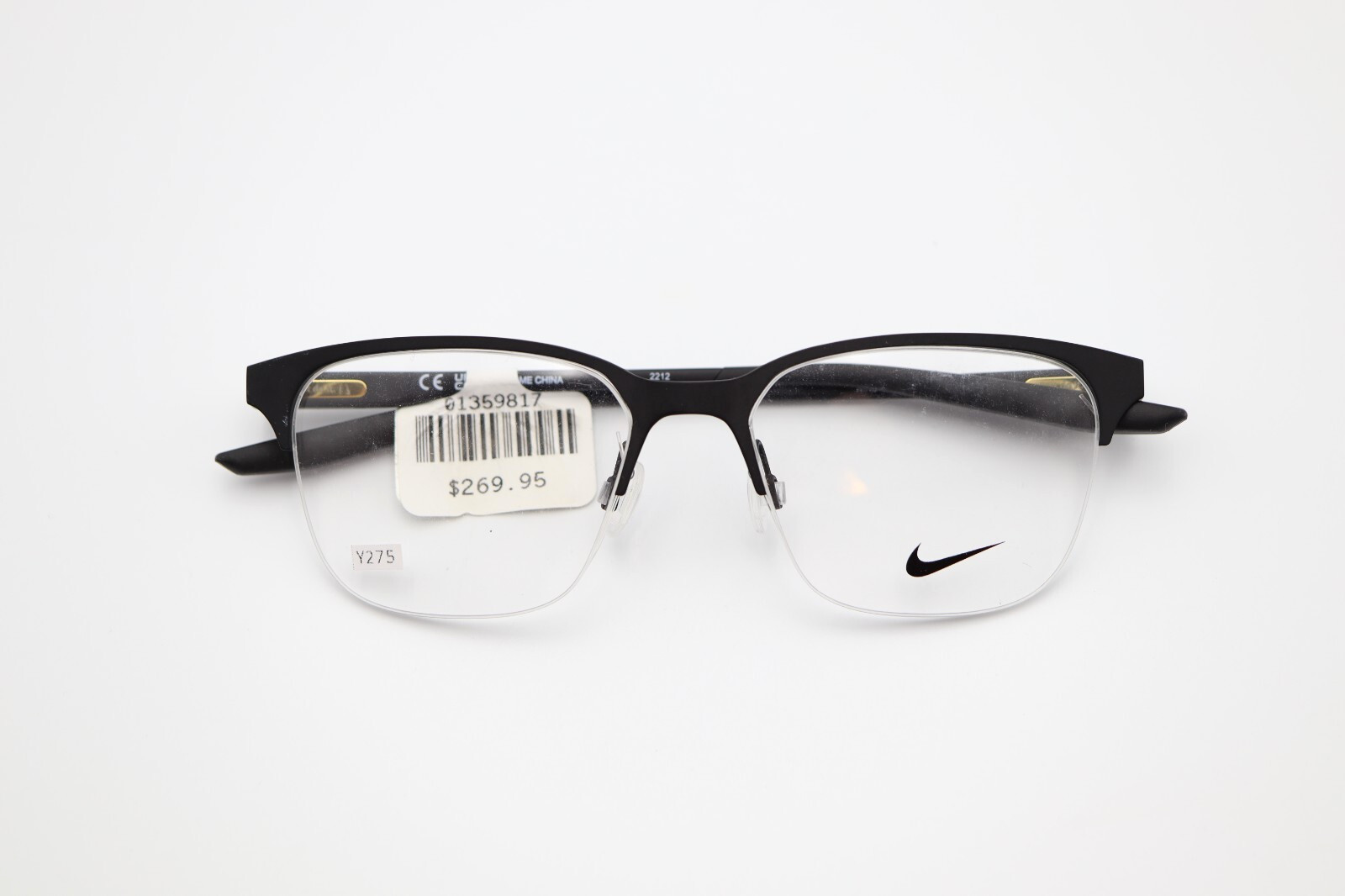 NIKE 8049 002 Matte Black 53-17-140 Men's Half Rim Frames Flex Hinges Y275 thumbnail 11