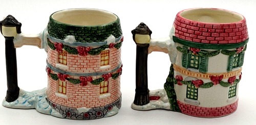 Vtg Set Of Two Cosmos House Of Lloyd Christmas Village Coffee Cocoa Mugs 1995 - Picture 7 of 10