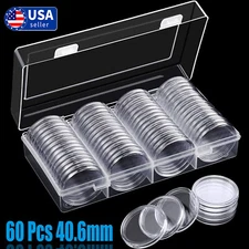60Pcs Direct Fit Airtight 40.6mm 1Oz American Silver Eagle Coin Holders Capsules