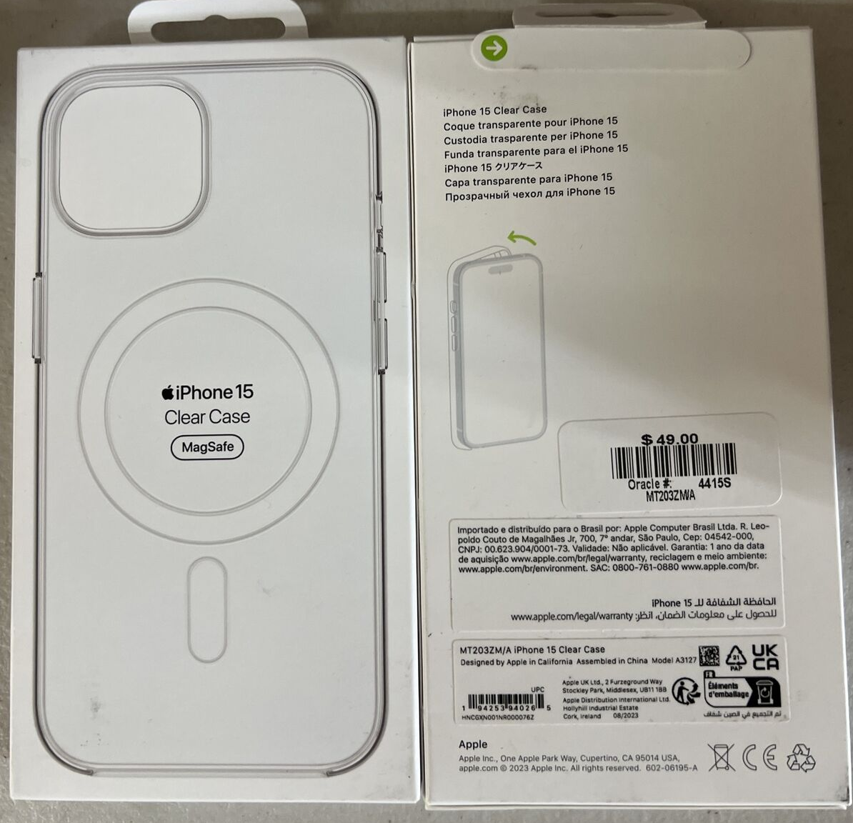 Apple Clear Case with MagSafe for iPhone 15 For iPhone 15 Thin