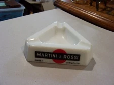 Vintage Opalex Martini Rossi Sweet Vermouth Ashtray White Triangular