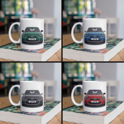 Personalisierte Mini Cooper S 3-türige exklusive Kaffeetasse Geschenk - Farbe wählbar